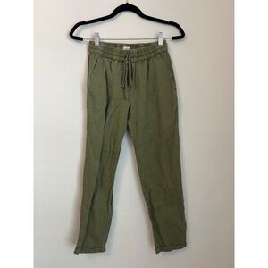 J.Crew Womens Olive‎ Green Linen Blend Drawstring Waist Casual Pants Size 00
